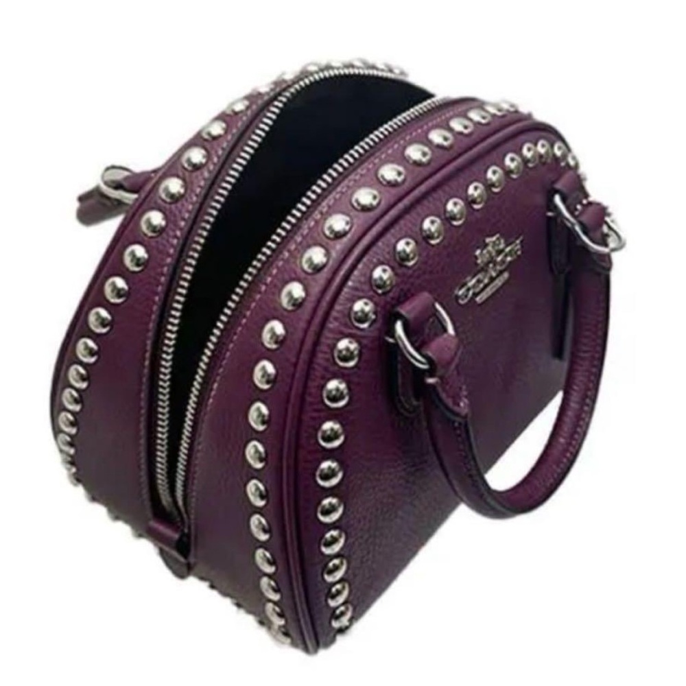 Coach Sydney Satchel with Rivets Crossbody Doctor’s Bag Satchel Studs 2 Handles - Picture 7 of 14
